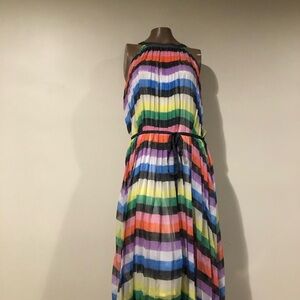 New York & Company Rainbow Chevron Maxi Dress